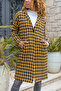 Women's Lined Crow Pattern Midi Length Coat with Pockets New700-3299 - 5