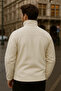 Men's Mock Neck Zippered White Loose Fleece - 5
