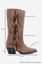 Orlo Earth Suede Genuine Leather Tasseled Women's Western Boots - 6