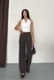 Women's new season high waist classic dark brown woven pants