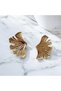 Gold Color Modern Leaf Shape Earrings – Minimal and Stylish Women's Jewelry Model - 4