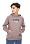 Acı Kahve Boy's Relax Fit Hooded Pocket Raglan Sleeve Printed Sweatshirt - 2 Thread - 2