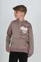 Bitter Brown Boy Oversized Hooded Pocket Low Shoulder Printed Sweatshirt - 2 Thread - 2