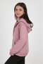Dusty Rose Girl's Smoked Hooded Zipper Pocket Low Shoulder Embroidery Printed Knitted Cardigan - 4
