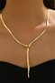 1Pc Lxalry Women's Y-Shaped Hip-Hop Necklace – with Adjustable Snake Chain, Black & Gold Minimalist