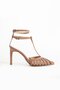 Somo Patent Leather Mesh Double Strap 8.5 cm Pointed Toe Stiletto Thin Heel Women's Shoes - 4