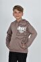 Bitter Brown Boy Oversized Hooded Pocket Low Shoulder Printed Sweatshirt - 2 Thread - 3