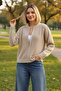 Women's Beige Zippered Trendy Knit Cardigan - 2