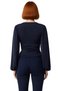 Women's V-Neck Balloon Sleeve Stretchy Knitted Double-Breasted Detailed Smart Blouse Ideal for Everyday Use - 4