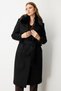 Sheepskin Collar Waist Belted Coat - 4