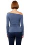 Women's Burgundy Asymmetrical Neckline Ruched Detail Fitted Long Sleeve Stretchy Knitted Blouse for Daily Use - 4