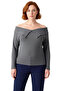 Women's Carmen Collar Ribbed Knit Knitted Long Sleeve Blouse Modern and Comfortable Cut Quality Stylish Comfortable Modern - 3