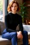 Women's Burgundy Mock Neck Fitted, Stretchy Knitted Blouse, Long Sleeve, Gathered Detail, Daily Use - 2