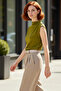 Fitted Stand Collar Scuba Crepe Knitted Blouse Casual Style Carefully Selected Long-Lasting Comfortable Cut