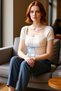 Women's Square Neck Lace-Like Knit Slim Knitwear Blouse Short Sleeves and Crop Cut Quality Stylish Comfortable - 2