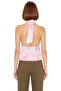 Women's Accessorized Window Detailed Printed Knitted Blouse V-Neck Thick Straps Regular Fit - 4