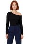 Women's Fitted Asymmetrical Neckline Long Sleeve Stretchy Cotton Knitted Blouse Casual Daily Wear - 3