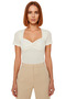Fitted Body Fitting Heart Collar Short Sleeve Knitted Blouse Summer Casual Combination Comfortable Use - 3