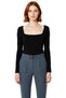 Women's Gray Square Neck Fitted Long Sleeve Cotton Blouse with Cool & Comfort Features for Daily Use - 3