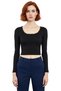 Women's Square Neck Lace Detailed Long Sleeve Crop Knitted Quality Stylish Comfortable Modern Elegant Casual - 3