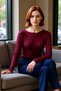 Women's Textured Seersucker Stretchy Knitted Blouse Crew Neck Long Sleeve Casual Daily Winter Comfortable Top - 2