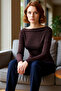 Women's Asymmetrical Neckline Glitter Long Sleeve Fitted Knitted Top Stylish for Nights Out Smart Basic Silhouette - 2