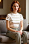 Stylish Striped Viscous Crop Blouse Summer Comfortable Fitted Fit Long-Lasting Distinguished Material Trend Design - 2