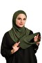حجاب عملي جاهز للارتداء مع قبعة من الفسكوز بلون كاكي سادة 2513_09 - 5