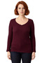 Women's Seersucker Textured V-Neck Long Sleeve Knitted Quality Stylish Comfortable Modern Elegant Casual - 3