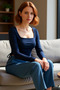 Women's Fitted Square Neck Drawstring Long Sleeve Crop Knitted Quality Stylish Comfortable Modern Elegant Casual - 2