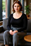 Women's Corded Fabric Ribbed Knit Long Sleeve Blouse Elegance and Comfort Combined Quality Stylish Comfortable Modern - 2