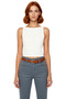 Women's Boat Neck Fitted Crop Blouse Viscose Ribbed Woven Type Thin Straps Suitable for Daily Use - 3