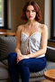 Women's Plaid Pattern Satin Crop Blouse with Thin Straps Summer Comfortable Daily Perfect Fit - 2