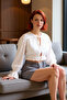 Summer Linen Look Beach Blouse with Drawstring Detail Women's Carefully Selected High Quality - 2