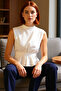 Crew Neck Sleeveless Blouse Woven Fabric for Stylish Office Styles Professional Look Comfortable and - 2