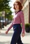 Young Girl Fitted Polo Neck Striped Long Sleeve Knitted Quality Stylish Comfortable Modern Elegant