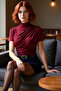 Fitted Stand Collar Short Sleeve Stretchy Knitted Blouse Summer Casual Distinguished Material Long Lasting - 2