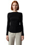 Women's Burgundy Boat Neck Draped Fitted Stretchy Knitted Long Sleeve Blouse Smart Casual Daily and Evening - 3