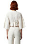 Linen Blend Woven Blouse V Neck Short Sleeve Casual Summer Professional Look Use - 4