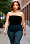 Women's Strapless Neckline Bodycone Silhouette Polyester Blend Daily Use Crepe Knitted Blouse