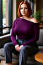 Women's Asymmetrical Neckline Shirred Sandy Woven Polyester Blouse Suitable for Daily Wear Long Sleeve - 2