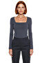 Women's Gray Square Neck Fitted Long Sleeve Cotton Blouse with Cool & Comfort Features for Daily Use - 3