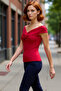 Carmen Collar Fitted Sandy Knitted Blouse Day Night Use Premium Quality Long Lasting