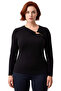 Women's Asymmetrical Collar Detailed Knitted Blouse Plus Size Comfort Quality Stylish Casual Modern Elegant - 3