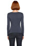Women's Gray Square Neck Fitted Long Sleeve Cotton Blouse with Cool & Comfort Features for Daily Use - 4