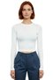 Women's Fitted Crew Neck Burgundy Striped Long Sleeve Viscose Ribbed Winter Blouse for Daily Wear - 3