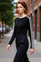 Women's Diving Fabric Crew Neck Raglan Sleeve Knitted Sportswear Quality Stylish Comfortable Modern Elegant Casual