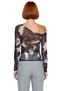 Women's Gray Lined Tulle Blouse Asymmetrical Collar Fitted Pattern Long Sleeve Regular Length New Season Fashion - 4