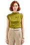 Fitted Stand Collar Scuba Crepe Knitted Blouse Casual Style Carefully Selected Long-Lasting Comfortable Cut - 3