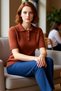 Women Polo Neck Short Sleeve Slim Knitwear Blouse Stylish and Comfortable Daily Wear Quality Stylish Comfortable Modern - 2